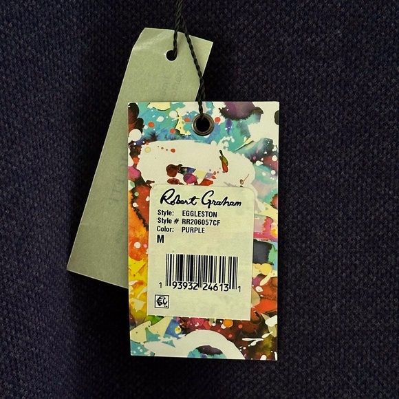 Robert Graham Eggleston 1/4 Zip Pullover Purple Blue Men’s Size Medium NWT - Picture 9 of 13